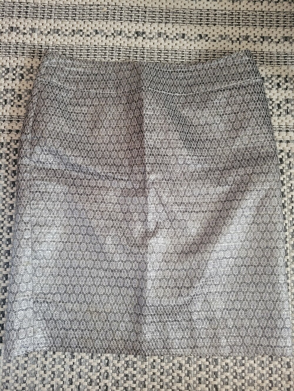 Charter Club Metallic Silver Geometric Pencil Skirt